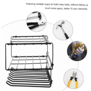 BUGUUYO Electric Drill Storage Rack Cordless Tool Rack Power Tool Holder Drill Holder Wall Mount Garage Tool Organizer Heavy Duty Storage Shelves Tool Organization Carbon Steel Black