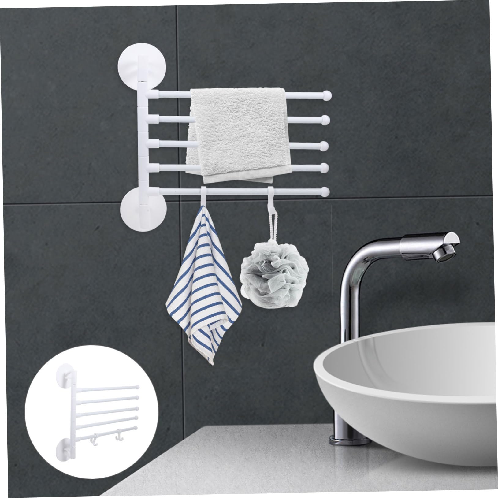 FONDOTIN 1 Set Kitchen Towel Holder Clothes Drying Rack Towels Towel Bar Coat Hangers Towel Rack Toilet Tissue Rack Towel Hanger for Bathroom Hand Towel Hanging Rack Stainless Steel White