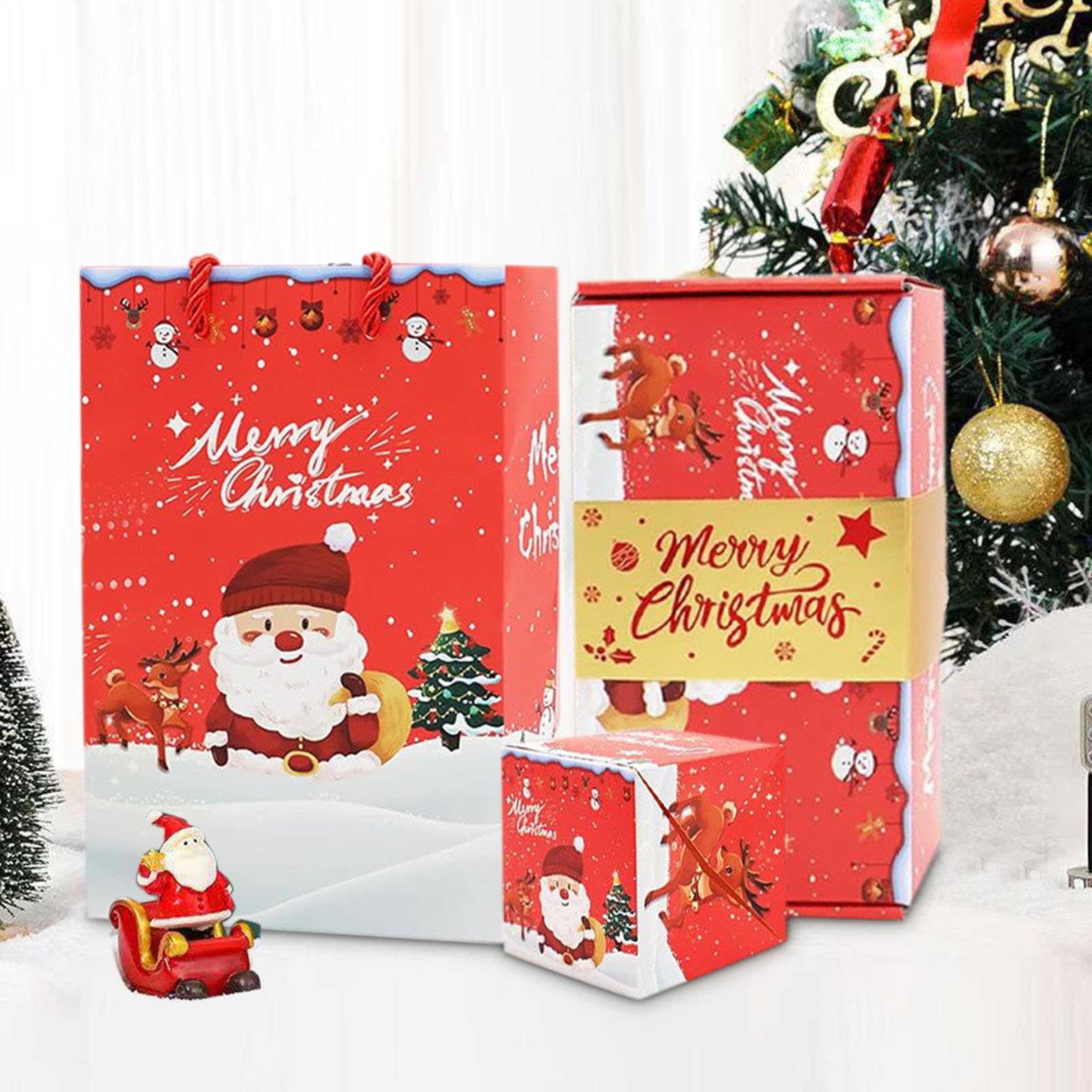 Surprise Gift Box Explosion for Money, 2024 Explosion Gift Box Christmas Gift Boxes, New Merry Christmas Money Holders for Cash, Luxury Folding Pop-Up Surprise Box for Birthday (Red, 6 Box Set)