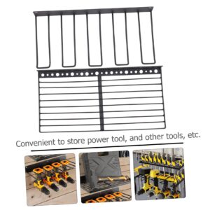 KITANDOVE 1 Set Workshop Storage Rack Iron Tool Organization Home Tool Storage Holder Drill Charging Station Black