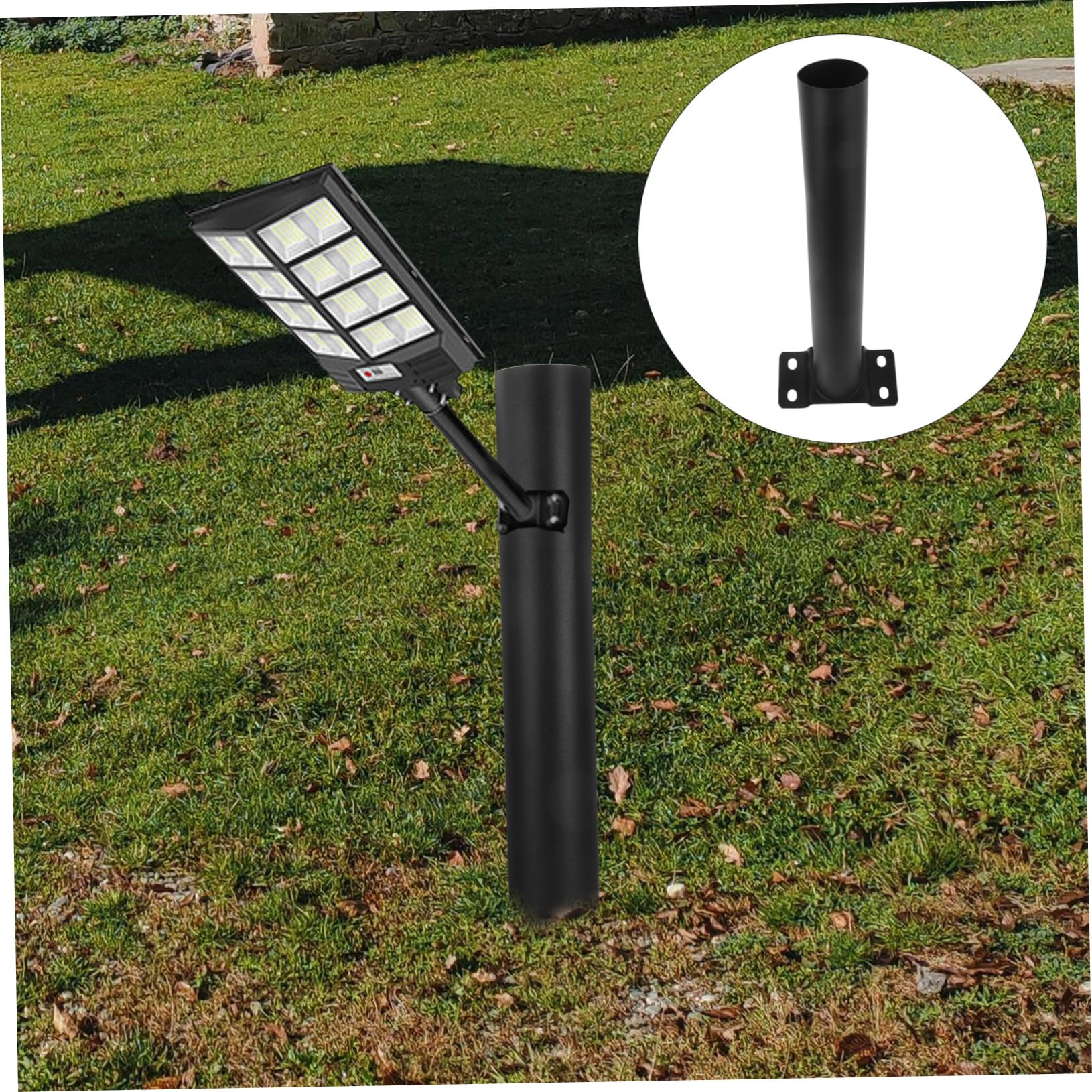 BESPORTBLE 1 Set Solar Street Light Bracket Solar Light Pole Lamp Supply Street Light Pole Street Light Light Support Light Mounting Brackets Lamp Pole Galvanized Steel Black