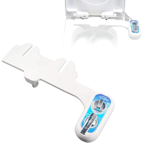 oiakus Left Hand Bidet Toilet Seat Attachment, Bidet Attachment, Hot&Cold Fresh Water Spray Bidet with Self-Cleaning Nozzles, Water Pressure Control, for Non Electric Toilet