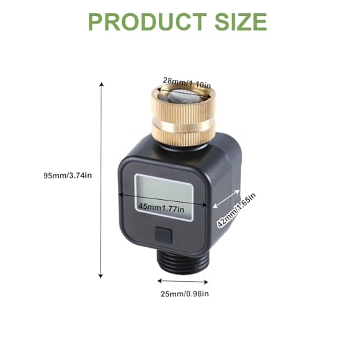 Water Flowmeter With Brass Inlet 3/4'' Thread Flowmeter IP55 Measure Gallon/Liter Consumption And Rate