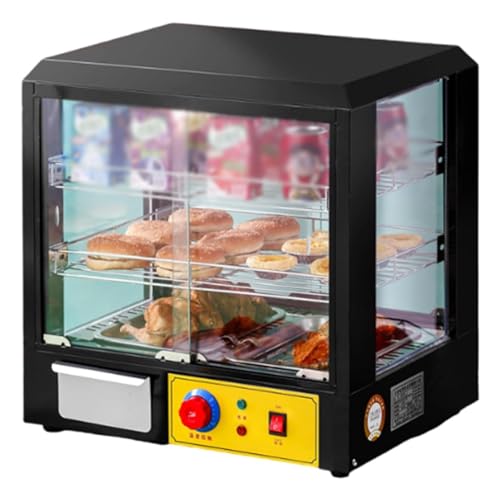 MBCEYLSTUB 2-Tier Countertop Food Warmer Commercial 3D Heating Pizza Pastry Warmer with Temperature Knob Display Kitchen Appliances