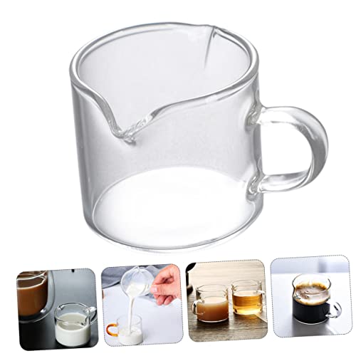 FUNOMOCYA 2pcs Double Mouth Milk Cup Coffee Beaker Mug Clear Pourer Bottle Brush Measuring Cups Espresso Coffee Maker Machine Tea Serving Pitcher Sauce Dish Coffee Machine Espresso Glass