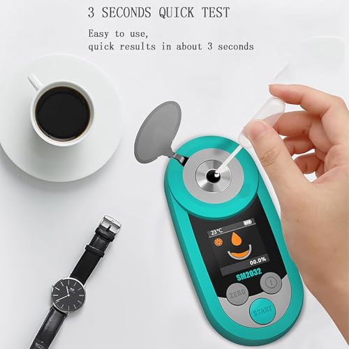 LHQYA Digital Sugar Refractometer, Portable Smart Sweetness Meter, Automatic Temperature Compensation/3s Measurement/Measurement Range: Brix0.0%~32%/Sampling Value: ≥0.3ml, for Fruits