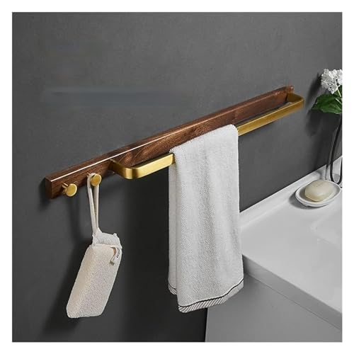 Towel Racks Walnut Single Pole Hotel Towel Rack,Household Bathroom with 2 Hooks,Kitchen Wall Hanging Storage Rack Towel Storage Holder Bath