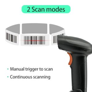 Snnozy Wireless 1D Barcode Scanner 2.4G + USB Wired Connection CCD Scanning Head for Paper and Screen Codes Compatible with Windows Android Linux Mac System for Supermarket Retail Library Logistics