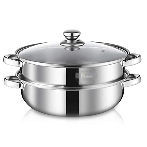 Stainless Steel Steamer Gas Induction Cooker Soup Steamboat Pot 1/2 Toer Steamer Transparent Glass Lid Kitchen Cookware