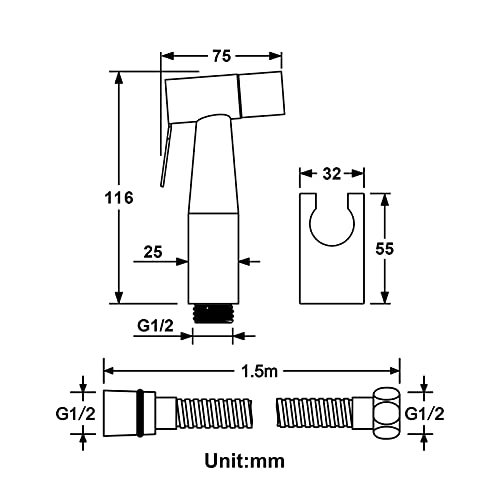 JIYTG Bidet Sprayer Handheld Bidet Faucet for Toilet Cloth Diaper Spray with 59 Inch Shower Hose Spray Gun Set with Angle Valve