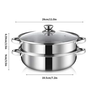 Stainless Steel Steamer Gas Induction Cooker Soup Steamboat Pot 1/2 Toer Steamer Transparent Glass Lid Kitchen Cookware