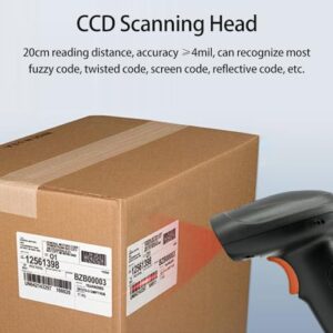 Snnozy Wireless 1D Barcode Scanner 2.4G + USB Wired Connection CCD Scanning Head for Paper and Screen Codes Compatible with Windows Android Linux Mac System for Supermarket Retail Library Logistics