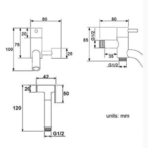 JIYTG Bidet Sprayer 304 Stainless Steel Hand Held Bidet Sprayer Bathroom Kitchen Toilet Faucet Toilet Spray Gun