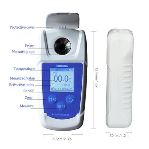 0-55% Brix Meter, Digital Brix Refractometer, 0‑55% Digital Brix Refractometer High Accuracy Brix Tester Meter for Fruit Juice Beverage Drinks Sugar Content Measuring