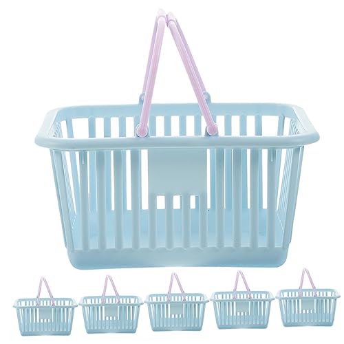 ANDRESLAD 6pcs Storage Basket Sundries Storage Container Sundries Organizer Toy Container Fruit Containers Bathroom Desktop Baskets Toys Storage Organizer Basket for Office Sky-blue Plastic