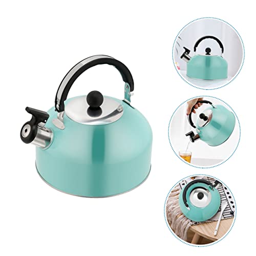 MOLUCKFU Chirping Kettle Tea Kettle for Stove Top Coffee Espresso Maker Kettle Stove Whistling Water Kettle Kettles Mint Green Stove Safe Teapot Camping Water Jug Hot Stainless Steel Blue