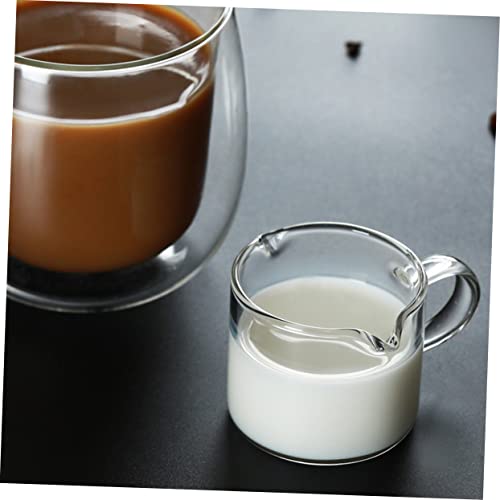 FUNOMOCYA 2pcs Double Mouth Milk Cup Coffee Beaker Mug Clear Pourer Bottle Brush Measuring Cups Espresso Coffee Maker Machine Tea Serving Pitcher Sauce Dish Coffee Machine Espresso Glass