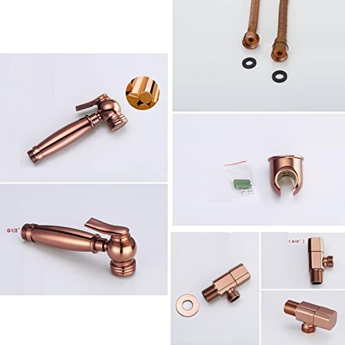 JIYTG Toilet Spray Gun Set Bidet Attachment for Toilet Handheld Cloth Diaper Toilet Sprayer Kit Cold Water with Hose Brass Rose Toilet Bidet Sprayer Head