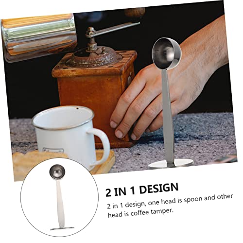 KITANDOVE 2pcs Powder Hammer Measuring Spoon Coffee Bean Pressers Coffee Machine Dual-use Coffee Spoon Coffee Hand Tampers Tea Spoon Tool Coffee Beans Stainless Steel Tampers Silver