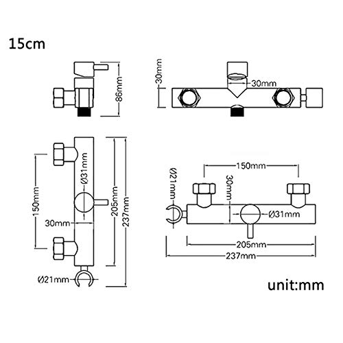 JIYTG Toilet Bidet Sprayer Set Hygienic Shower Hand Toilet Spray Gun Electroplate Solid Brass Shower Bidet Set 15cm Hole Distance