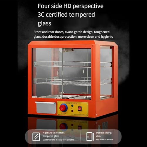 MBCEYLSTUB 2-Tier Countertop Food Warmer Commercial 3D Heating Pizza Pastry Warmer with Temperature Knob Display Kitchen Appliances