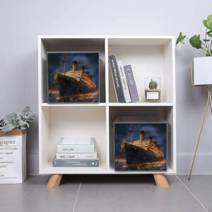 Titanic Cruise Ship Voyage Foldable Storage Bins with Handles Storage Cubes Closet Organizer for Living Room Bedroom 2PCS