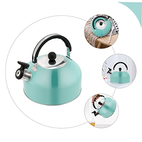 MOLUCKFU Chirping Kettle Tea Kettle for Stove Top Coffee Espresso Maker Kettle Stove Whistling Water Kettle Kettles Mint Green Stove Safe Teapot Camping Water Jug Hot Stainless Steel Blue