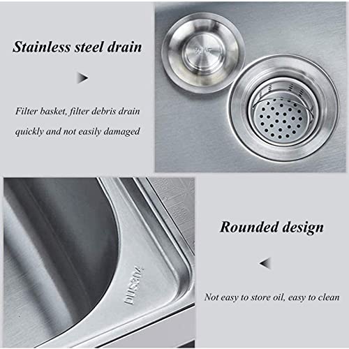 Single Bowl Free Standing Sink 1 Compartment 304 Stainless Steel Commercial Kitchen Prep Utility Hand Basin for Garage, Restaurant, Laundry Room, Indoor Outdoor (Silver 50x80cm)