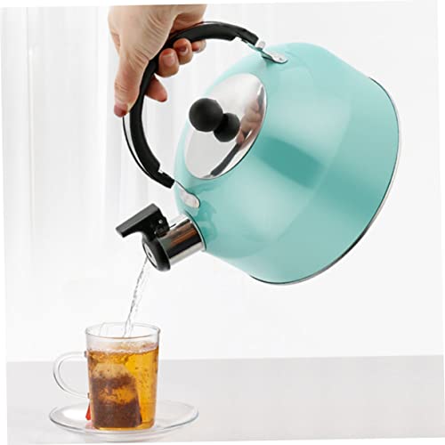 MOLUCKFU Chirping Kettle Tea Kettle for Stove Top Coffee Espresso Maker Kettle Stove Whistling Water Kettle Kettles Mint Green Stove Safe Teapot Camping Water Jug Hot Stainless Steel Blue