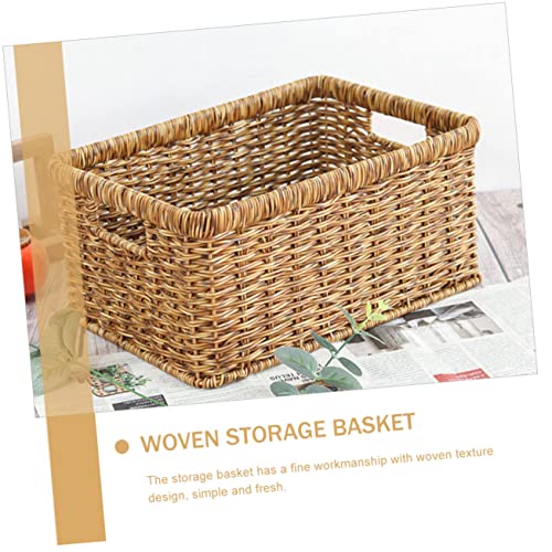 HOMOCONO Storage Basket Toilet Tank Basket Baskets for Food Container Basket for Toys Desktop Finishing Basket Toy Storage Bin Wicker Baskets Condiments Containers Keychain Holder Pp Brown