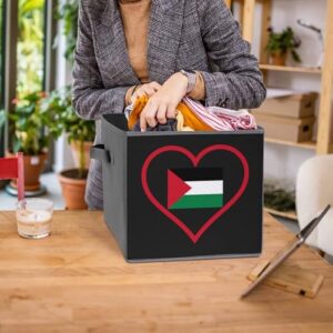 I Love Palestine Red-Heart Fashion Storage Bins Foldable Organizer Cubes 10.6" Collapsible Box Home Ofice Supplies 2PCS