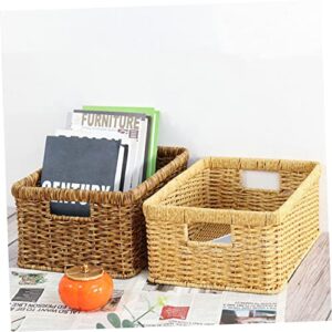 HOMOCONO Storage Basket Toilet Tank Basket Baskets for Food Container Basket for Toys Desktop Finishing Basket Toy Storage Bin Wicker Baskets Condiments Containers Keychain Holder Pp Brown