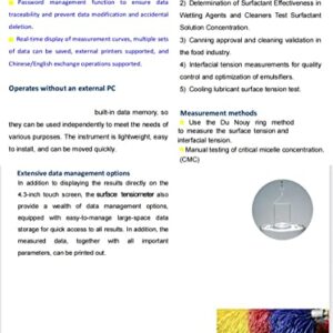 HFBTE Automatic Liquid Surface Tensiometer Pt Loop Interfacial Tension Meter Tester with Platinum Ring Du Nouy Ring Method Measuring Modes Range 0 to 1000 mN/m Precision 0.1mN/m Support Data Storage