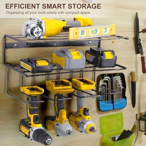 Power Tool Organizer, Floating Tool Shelf Wall Mounted, Power Tool Organizer Wall Mount, 3 Layers Storage Rack, Heavy Duty Tool Storage Rack for Garage Organizer