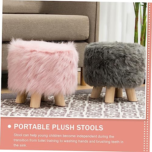 JEWEDECO Plush Footrest Stool Kitchen Step Stool Non-Slip Stool Floor Chair Stools Chairs for Dressers for Furry Floor Foot Rest Potty Training Stool Polyester