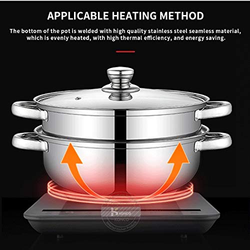 Stainless Steel Steamer Gas Induction Cooker Soup Steamboat Pot 1/2 Toer Steamer Transparent Glass Lid Kitchen Cookware