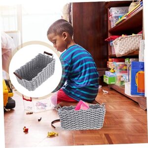 GLSTOY Book Storage Basket Organizers Baskets Sundries Storage Lightweight Basket Storage Bins for Shelves Bin Storage Rack Desktop Storage Basket Cotton Rope Basket Grey