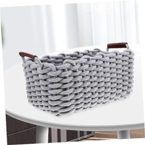 GLSTOY Book Storage Basket Organizers Baskets Sundries Storage Lightweight Basket Storage Bins for Shelves Bin Storage Rack Desktop Storage Basket Cotton Rope Basket Grey