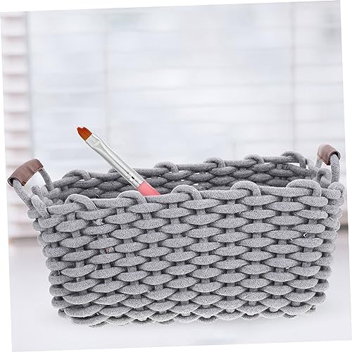 GLSTOY Book Storage Basket Organizers Baskets Sundries Storage Lightweight Basket Storage Bins for Shelves Bin Storage Rack Desktop Storage Basket Cotton Rope Basket Grey