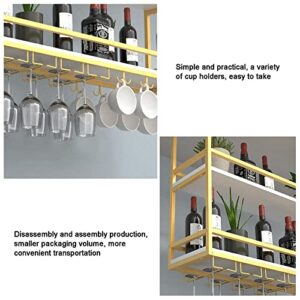 Ceiling Wine Glass Holder - Hanging Solid Wood Wall Shelves - Wall Mounted Iron Art Plant Stand, 2 Tier Kitchen Display Stand, Easy To Install Hanging Storage Rack, Bearing 70kg(80*30*80cm(31*12*31 in