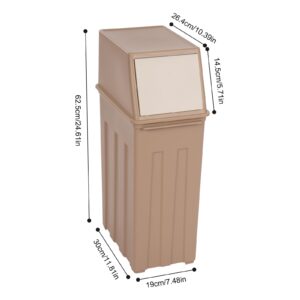 Xuthusman 30L Household Trash Can w/Hinged Flap Cover, Living Room Trash Can, Kitchen Kitchen Waste Bin, Bathroom Cleaning Storage Bin, Tall & Narrow Office Paper Basket (Light Coffee)