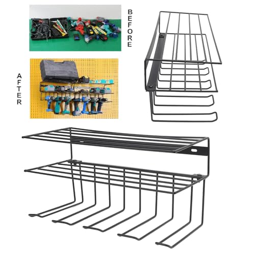 Power Tool Organizer, Floating Tool Shelf Wall Mounted, Power Tool Organizer Wall Mount, 3 Layers Storage Rack, Heavy Duty Tool Storage Rack for Garage Organizer