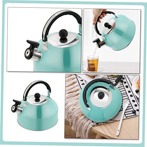 MOLUCKFU Chirping Kettle Tea Kettle for Stove Top Coffee Espresso Maker Kettle Stove Whistling Water Kettle Kettles Mint Green Stove Safe Teapot Camping Water Jug Hot Stainless Steel Blue