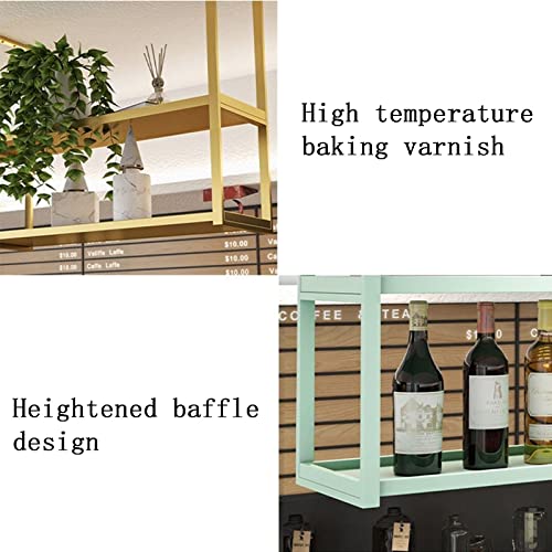 Ceiling Floating Shelves - Wall Mounted Wrought Iron Storage Rack, Hanging Wine Rack, Bar Hanging Display Rack, Ceiling Mount Display Rack, Easy Install Plant Holder/Wine Rack(Green,140*30*80cm(55*12*