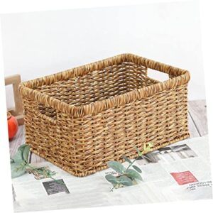 HOMOCONO Storage Basket Toilet Tank Basket Baskets for Food Container Basket for Toys Desktop Finishing Basket Toy Storage Bin Wicker Baskets Condiments Containers Keychain Holder Pp Brown