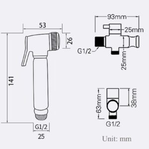 JIYTG Toilet Handheld Bidet Sprayer Handheld Toilet Bidet Sprayer Set Kit Cloth Diaper Sprayer Kit Brass Cold Water with HoseToilet Spray Gun Set