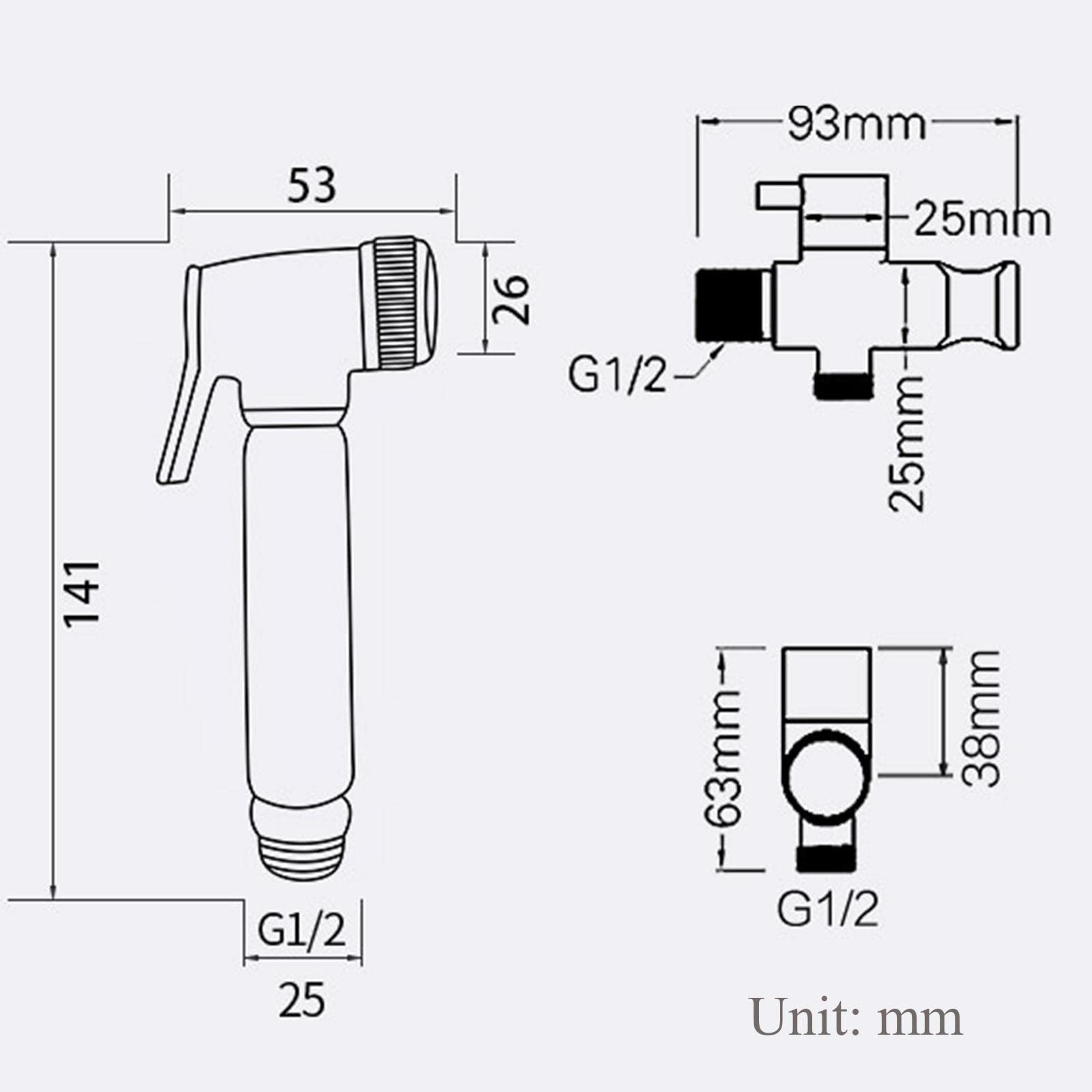 JIYTG Toilet Handheld Bidet Sprayer Handheld Toilet Bidet Sprayer Set Kit Cloth Diaper Sprayer Kit Brass Cold Water with HoseToilet Spray Gun Set