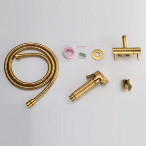 JIYTG Handheld Toilet Bidet Sprayer Set Kit Toilet Bidet Sprayer Head Toilet Spray Gun Attachment Brass Cold Water Double Handle with Hose Bidet Shower for Toilet