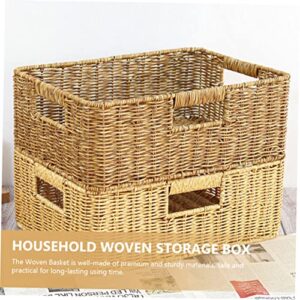 HOMOCONO Storage Basket Toilet Tank Basket Baskets for Food Container Basket for Toys Desktop Finishing Basket Toy Storage Bin Wicker Baskets Condiments Containers Keychain Holder Pp Brown