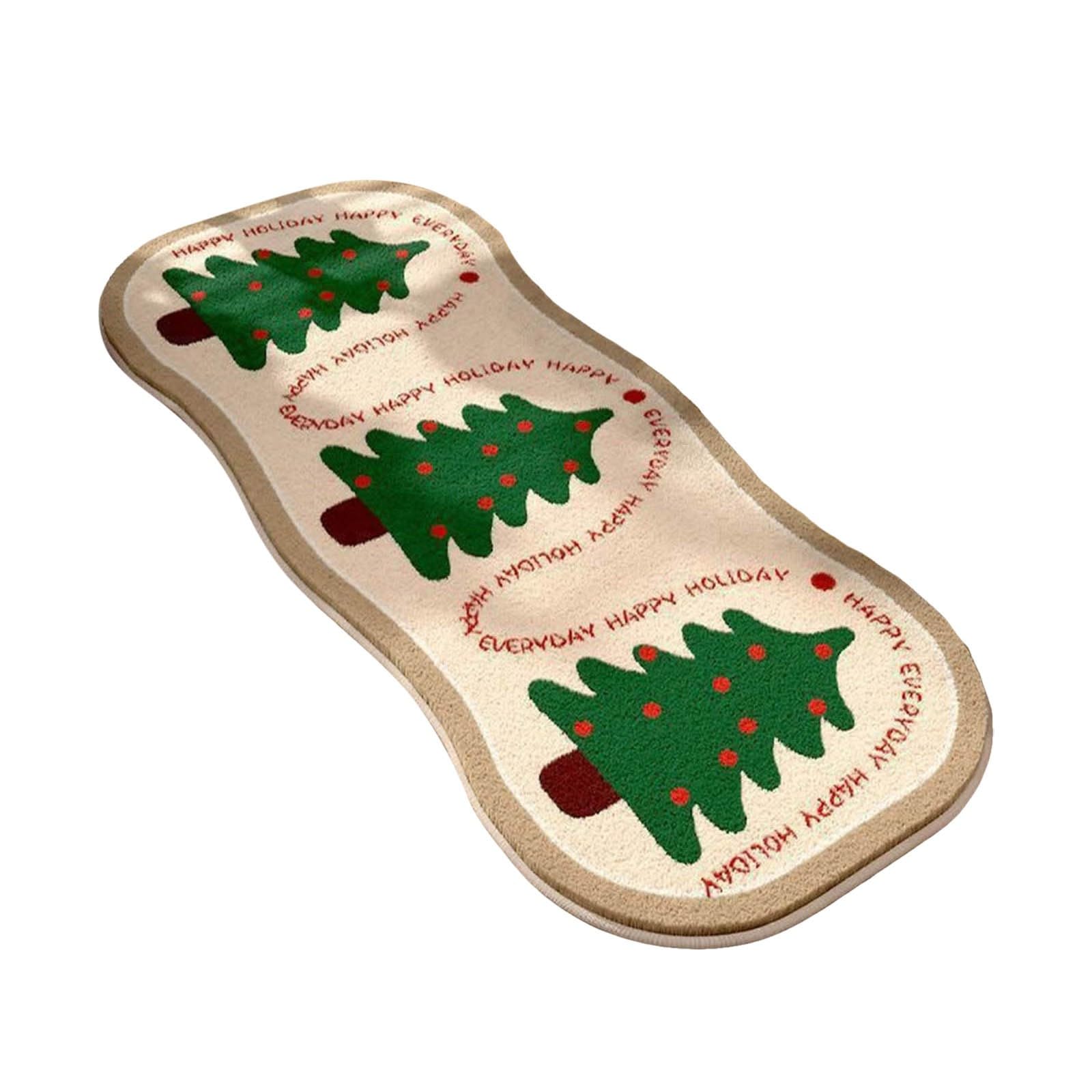 Dempiire Christmas Bathroom Rugs Christmas Decoration Christmas Front Door Mat Christmas Tree Shaped Carpet Christmas Throw Rugs for Bathroom Imitation Cashmeres Bedroom Bedside Carpet (Green)